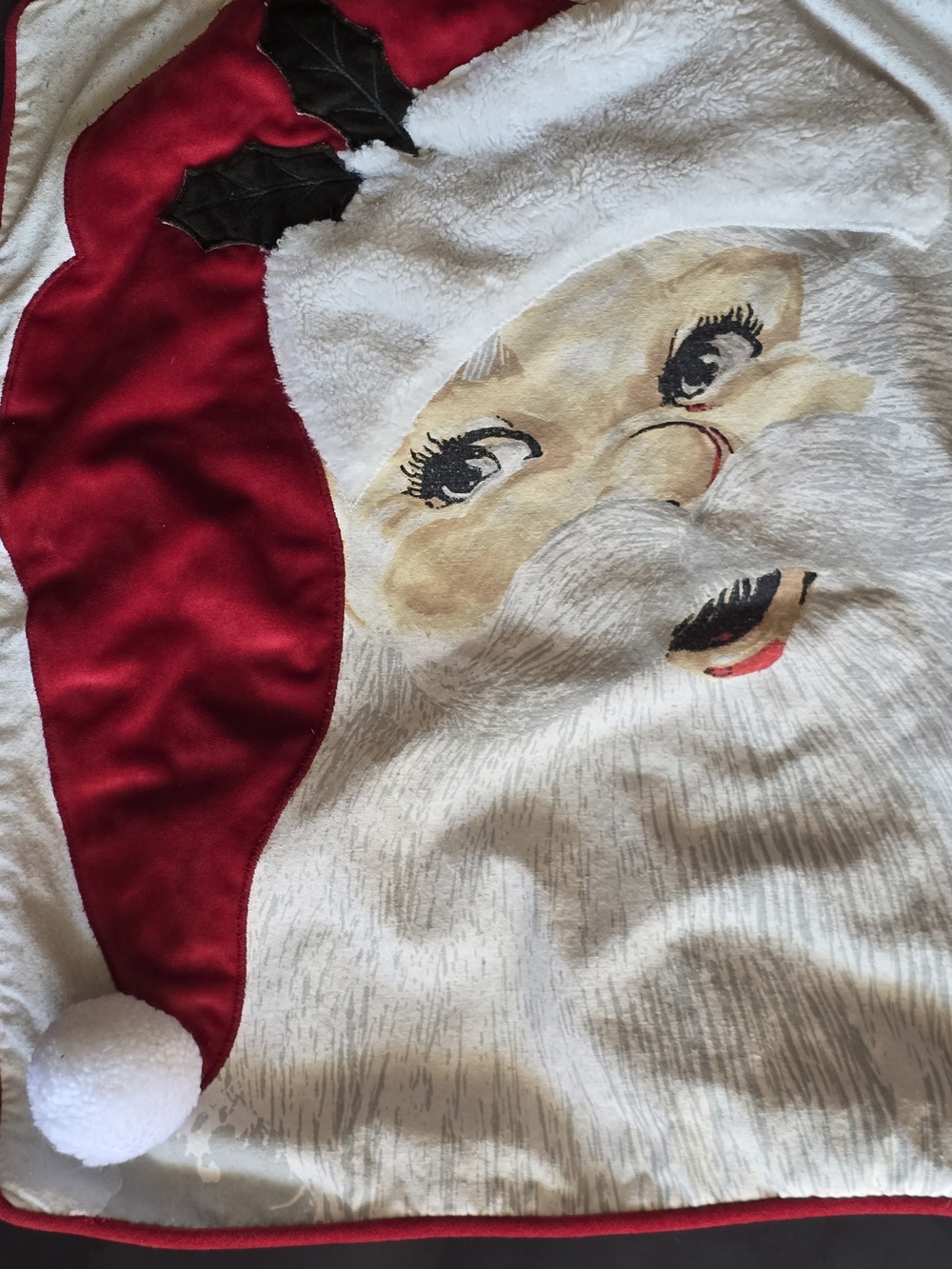 Retro Velvet Santa Christmas Pillow Cover 18x18